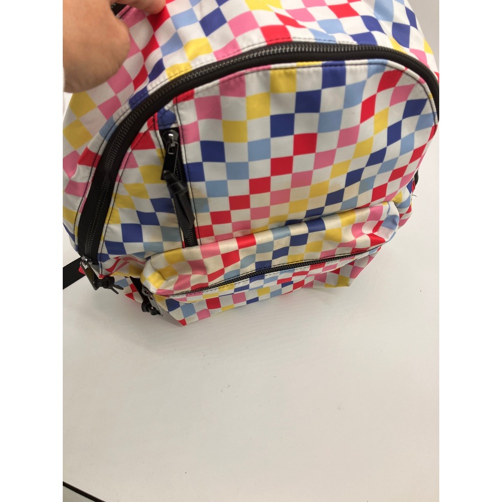 Unbranded Multi Color Checkerboard Backpack Geometric School Travel Bag